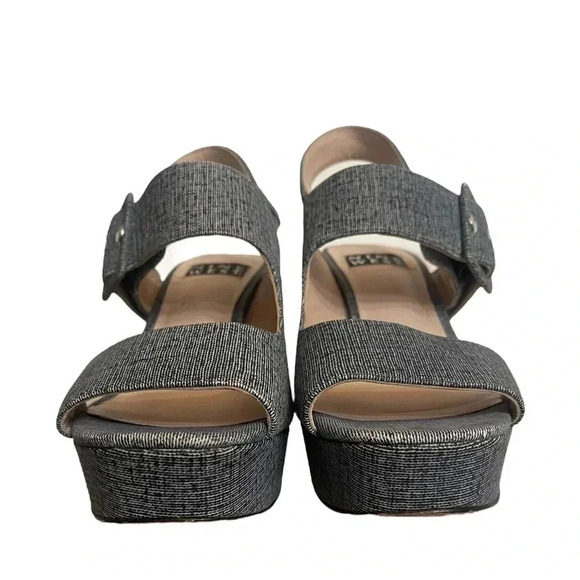 Nine West Denim Retro Platform Heeled Sandals Women’s size 9.5 - Picture 3 of 17